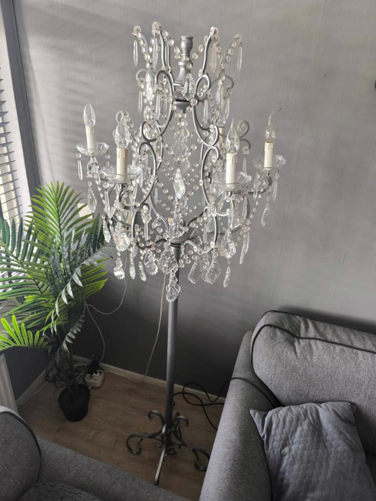 Prachtige Kristallen Kroonluchter Vloerlamp, Huis en Inrichting, Lampen | Vloerlampen, Ophalen, Gebruikt, Klassiek, Glamour, Barok