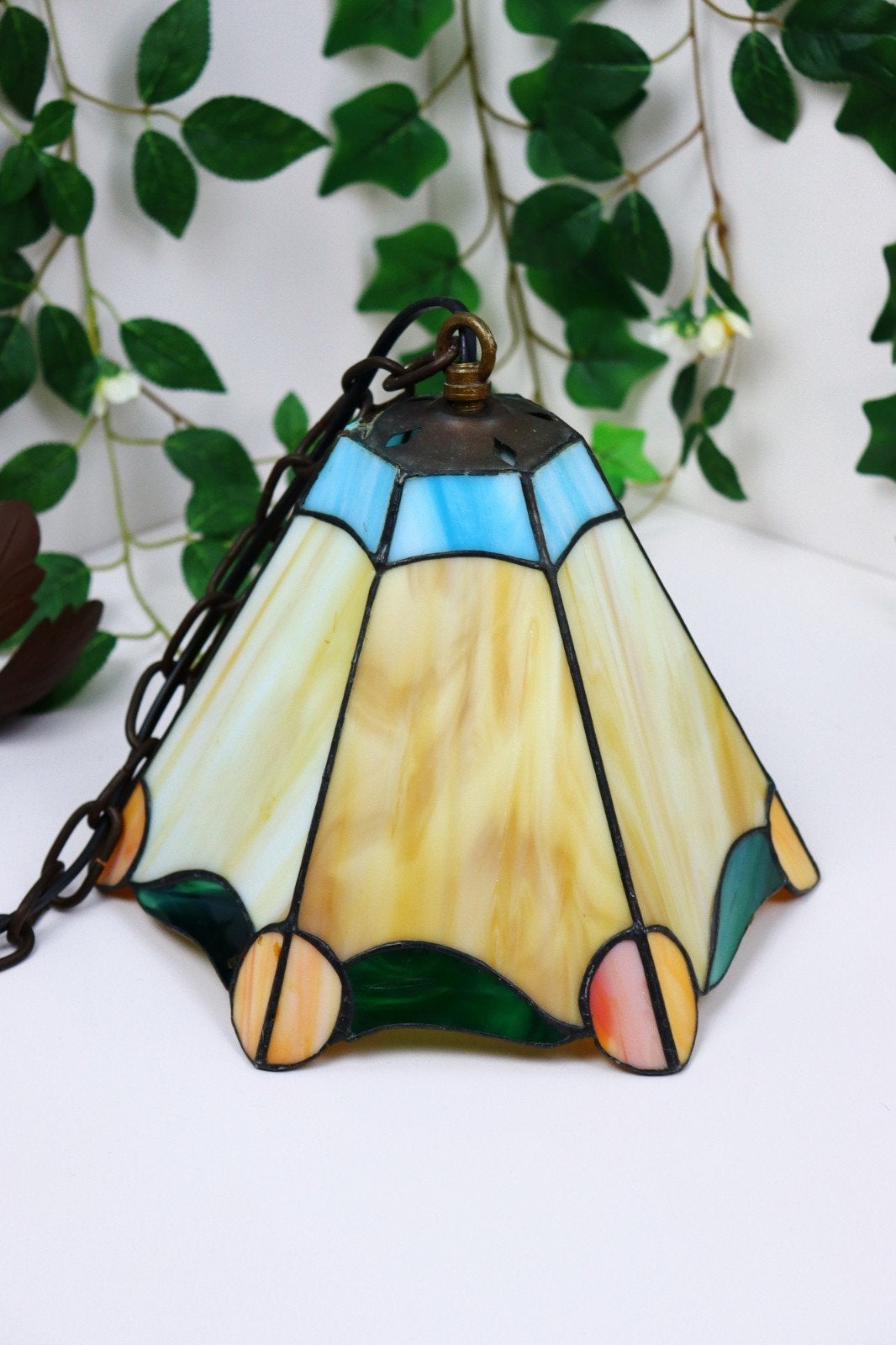 Prachtige hanglamp in Tiffany-stijl, Ophalen of Verzenden, Gebruikt, Glas