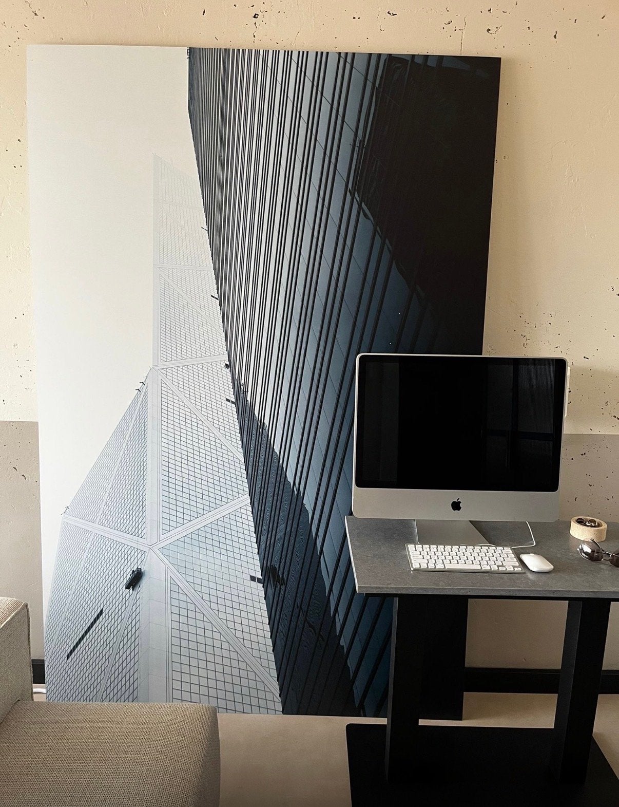 Schilderij "Hong Kong Skyscraper" 140x210 op dibond, Ophalen, 125 cm of meer, Zo goed als nieuw, Schilderij