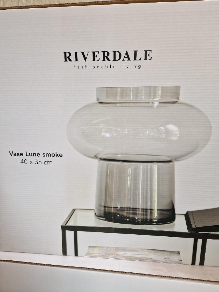 Riverdale Vaas Luna Smoke (Nieuw in doos), Ophalen, Overige kleuren, Nieuw, Glas