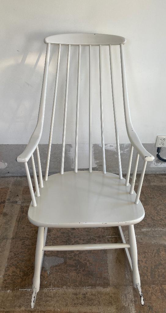 White Grandessa rocking chair by Lena Larson for Nesto, Ophalen, Gebruikt, Wit, Hout