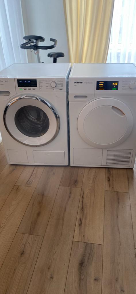 Miele wasmachine w1 & TWINDOS/  droger Miele T1 Classic, Witgoed en Apparatuur, Wasmachines, Ophalen, 8 tot 10 kg, Voorlader, 85 tot 90 cm