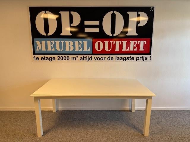 eettafel european landelijk wit 200 x 100, Ophalen, Overige materialen, Gebruikt, 50 tot 100 cm