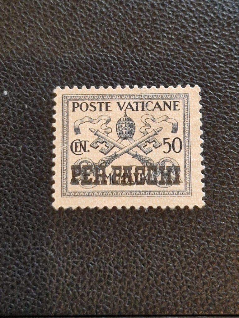 Vatikaan pakketzegel zonder gom nr 6 vouw, Ophalen of Verzenden, Overige landen, Postfris