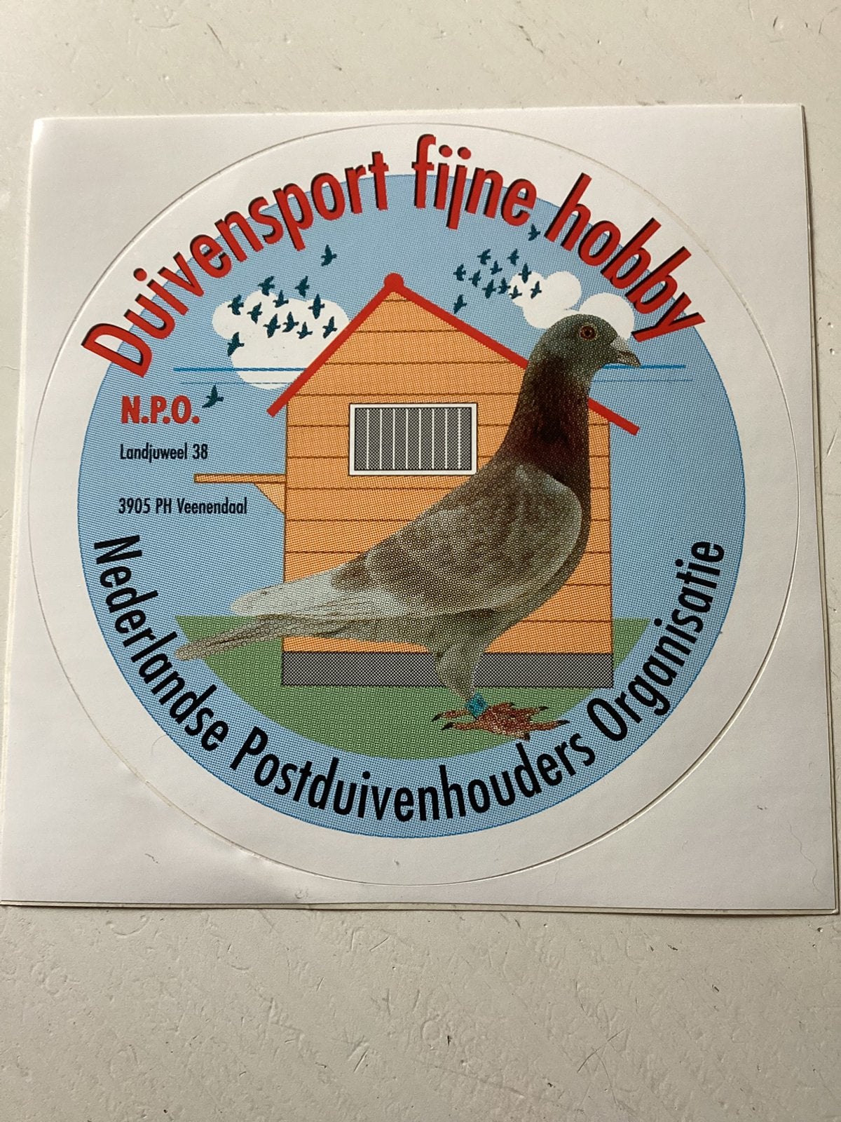 Sticker Nederlandse Postduivenhouders Organisatie, Verzenden, Zo goed als nieuw, Bedrijf of Vereniging