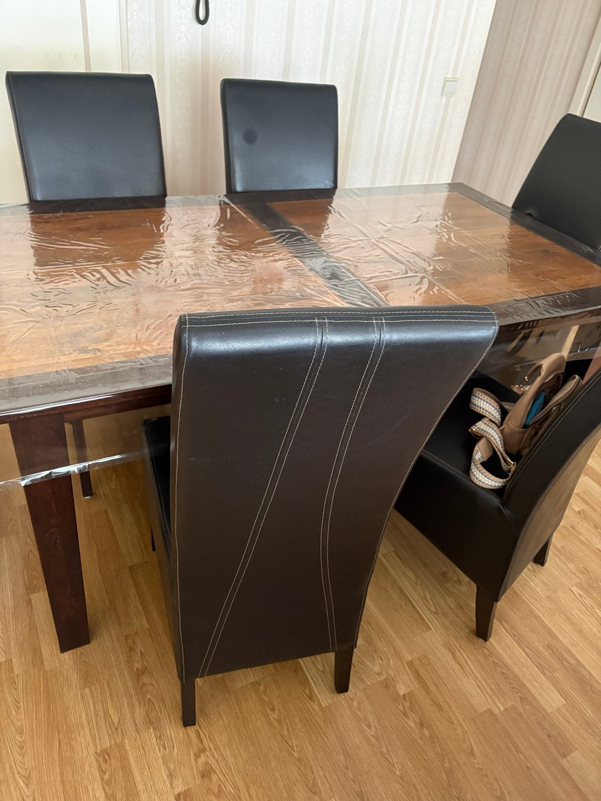 Koloniale eetkamer tafel met 6 stoelen, Ophalen, Gebruikt, Vijf personen of meer, Rechthoekig