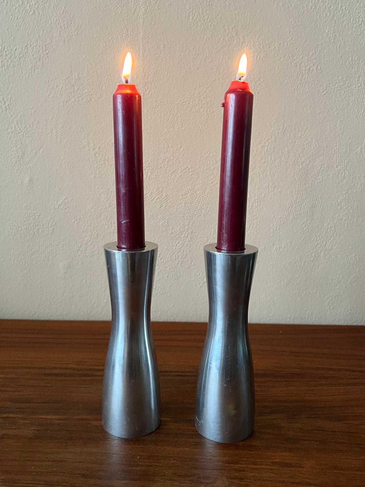 Set van 2 vintage ikea kaarsenhouders chroom Erika Pekkari, Ophalen of Verzenden, Zo goed als nieuw, IKEA