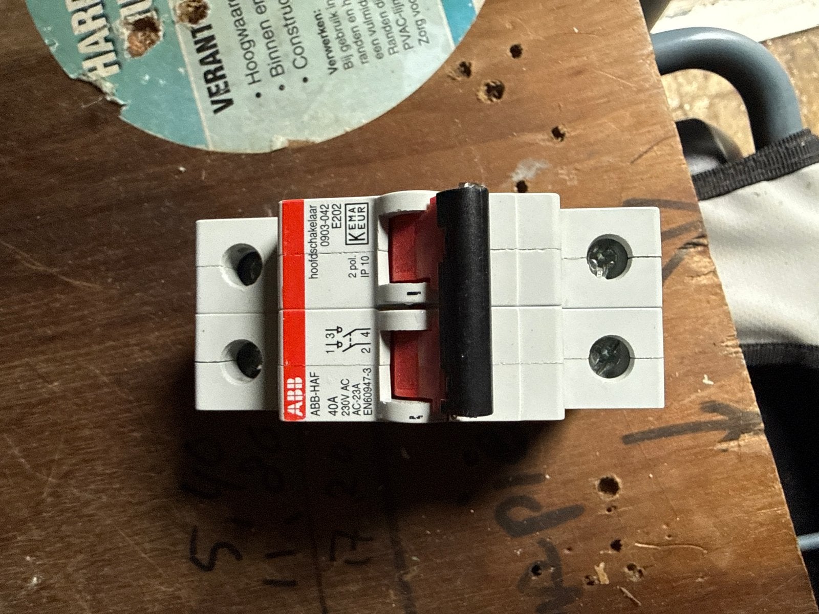 ABB-HAF Hoofdschakelaar 2-polig 40A, Ophalen of Verzenden, Gebruikt, ABB, Schakelaar