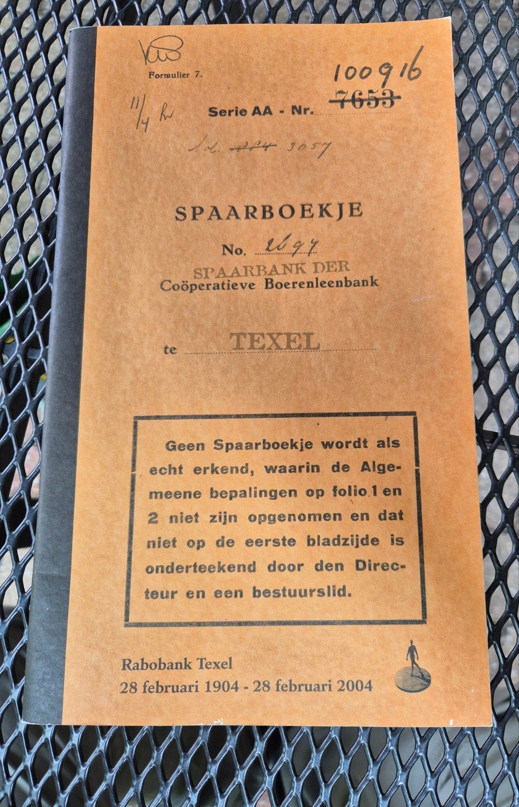 100 jaar Rabobank Texel Jubileumboek, Boeken, Ophalen of Verzenden, Zo goed als nieuw, Leo Timmers