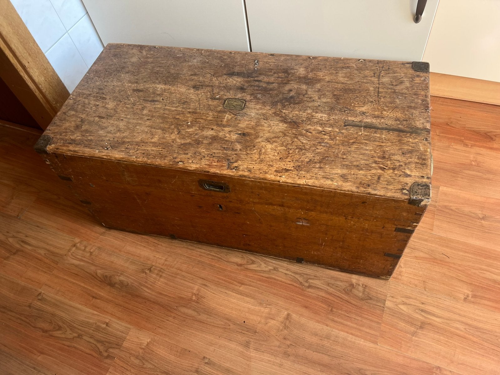 Antieke houten trein transport kist NS Den Haag SS ca. 1920, Ophalen, Zo goed als nieuw, 50 tot 100 cm, Minder dan 50 cm