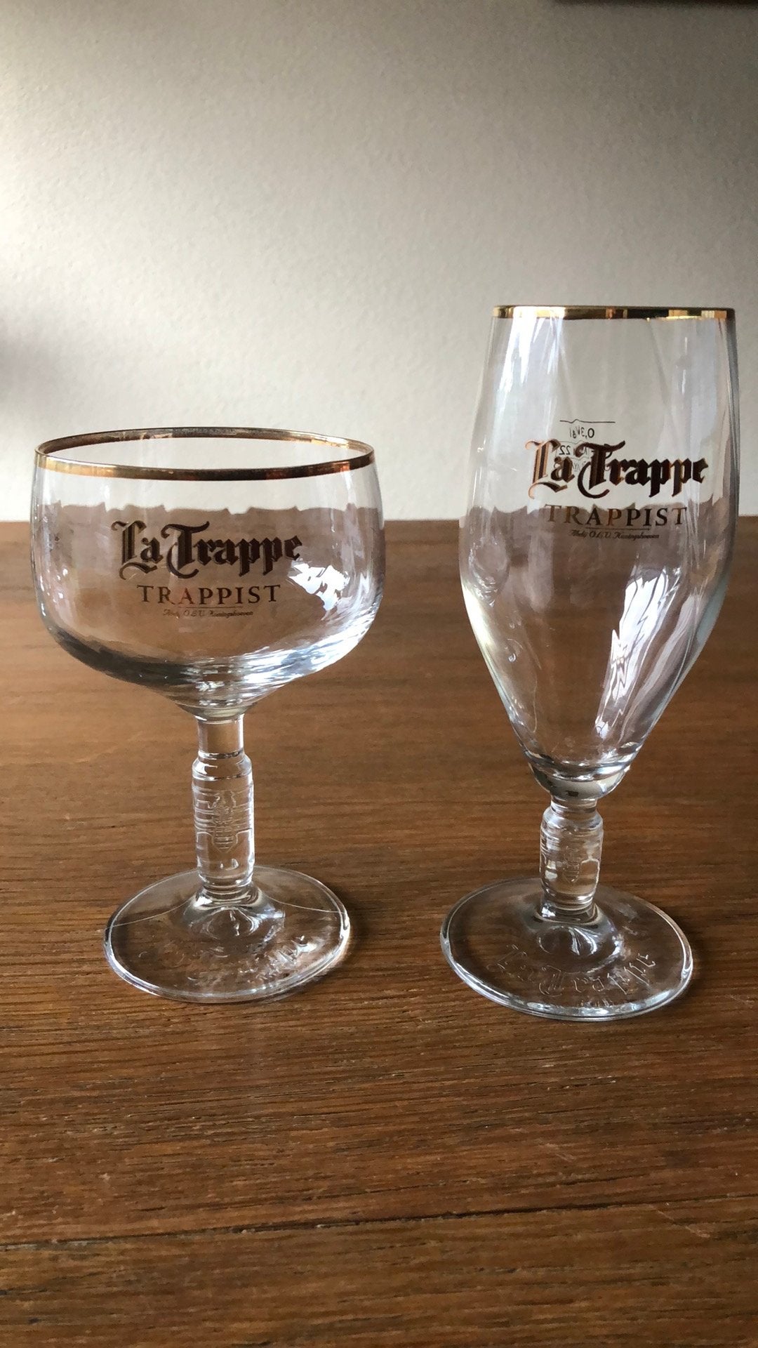 2 soorten La Trappe bierglazen, Ophalen of Verzenden, Zo goed als nieuw, Bierglas