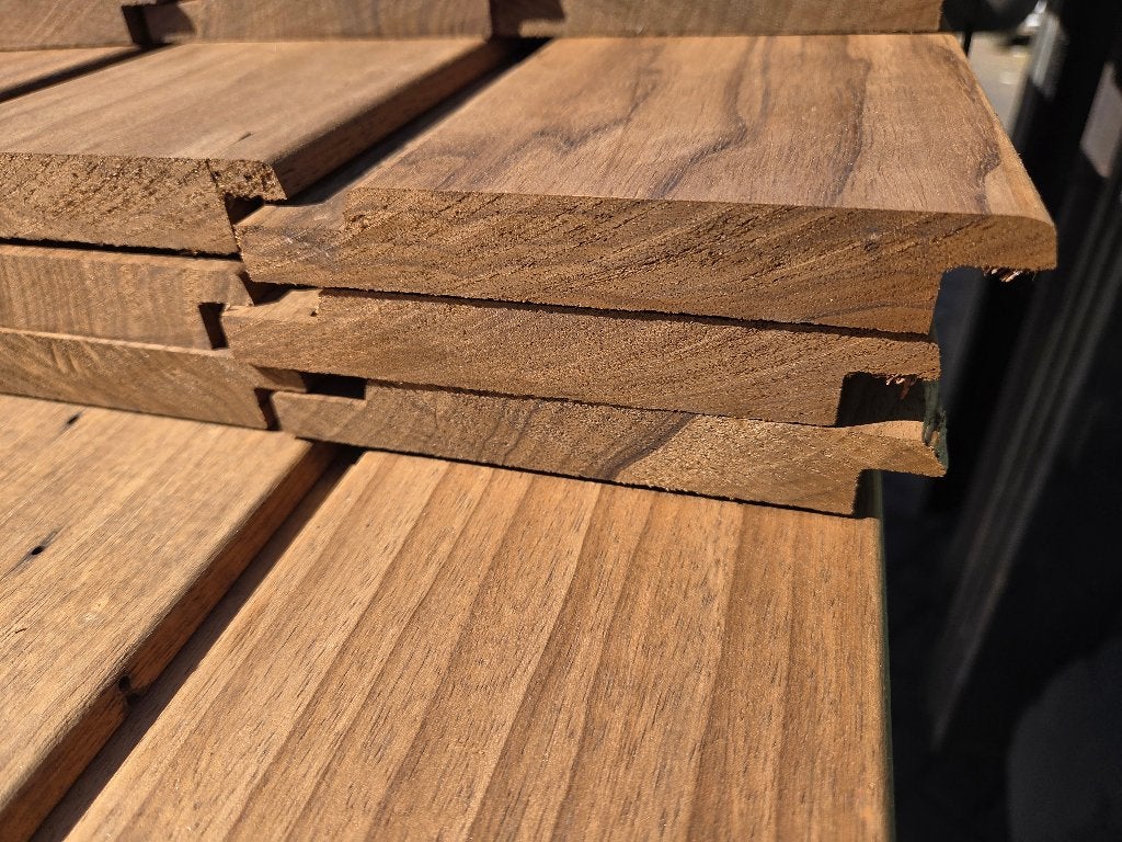 12.3 m2 rabat hout / Channelsiding - nr: HP188, Ophalen, Planken, Nieuw, Hardhout