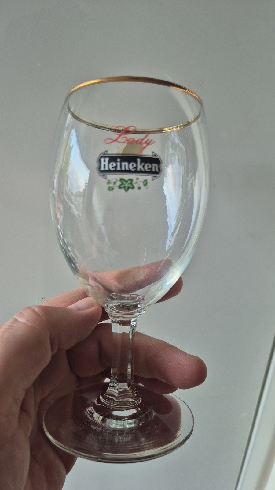 Lady Heineken glas met originele Durobor sticker, jaren '90, Ophalen