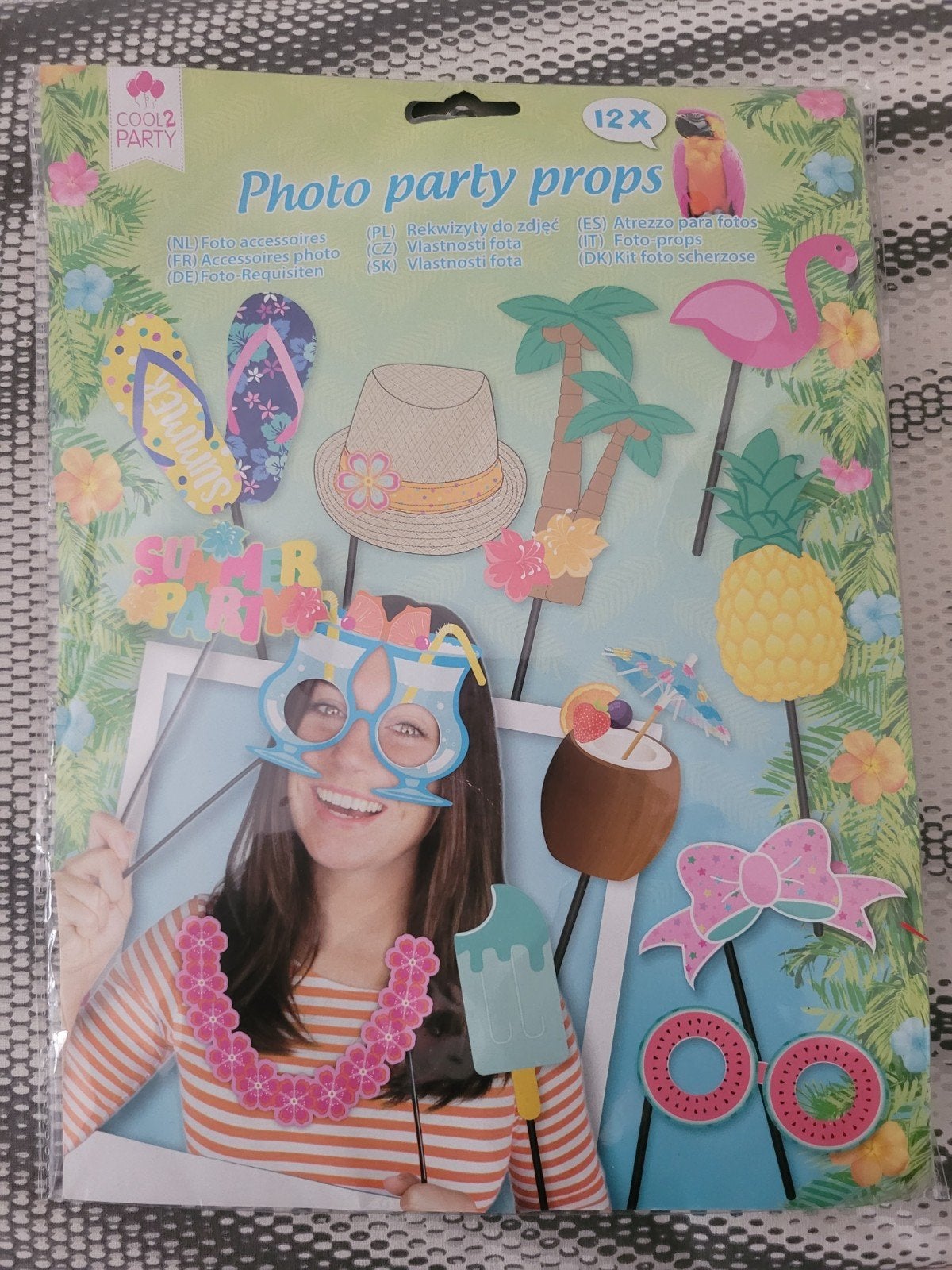 Foto Party Props - Zomerse Feestaccessoires (12 stuks), Ophalen of Verzenden, Nieuw, Feestartikel, Overige