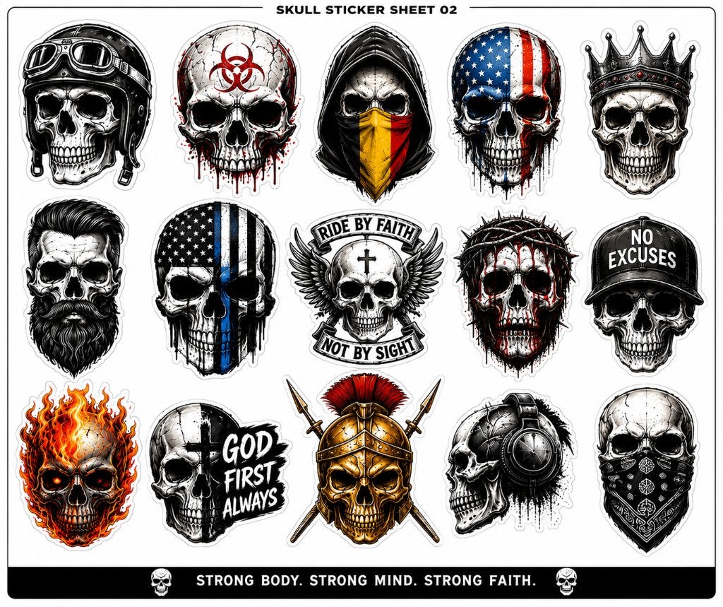 A4 Premium Schedel Stickercollectie, Verzenden, Nieuw, Sticker