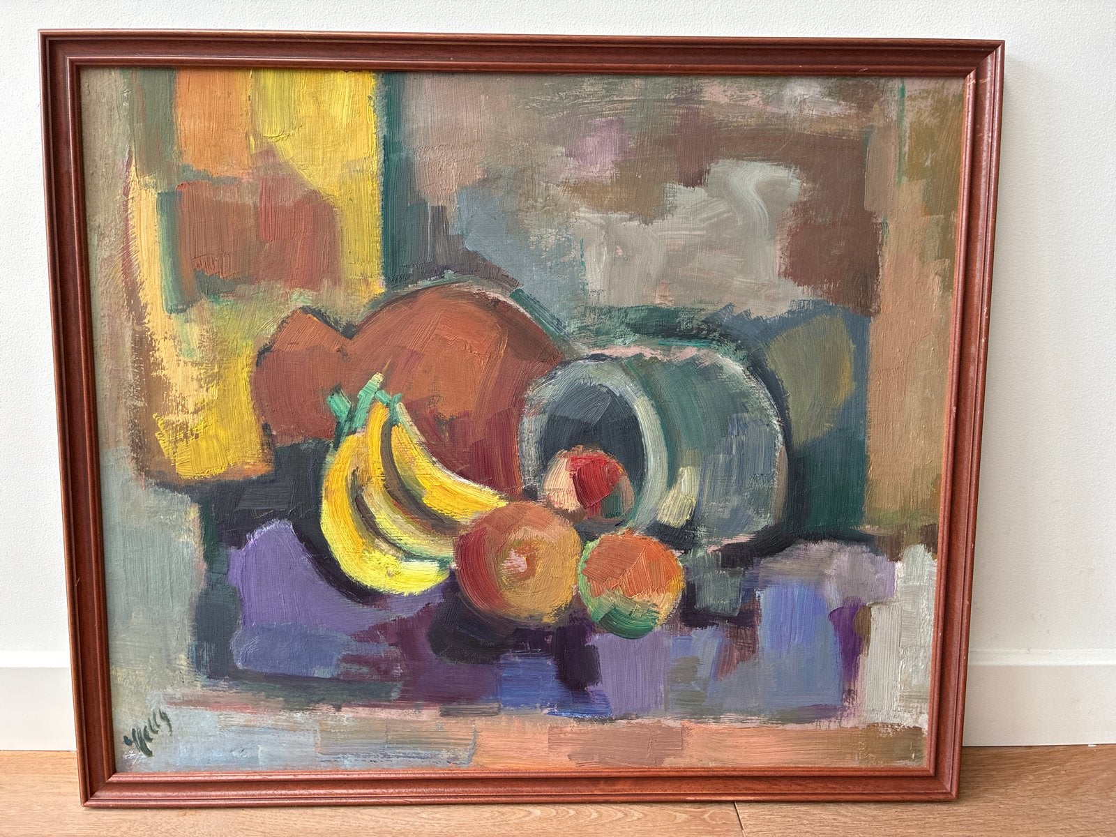 Prachtig oud olieverf schilderij - Stilleven met fruit, Antiek en Kunst, Doek, Stilleven, Ophalen of Verzenden, Olieverf