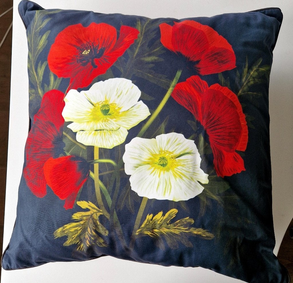 Sierkussen met bloemen van biokatoen, Overige merken, Meerkleurig, Vierkant, Ophalen of Verzenden