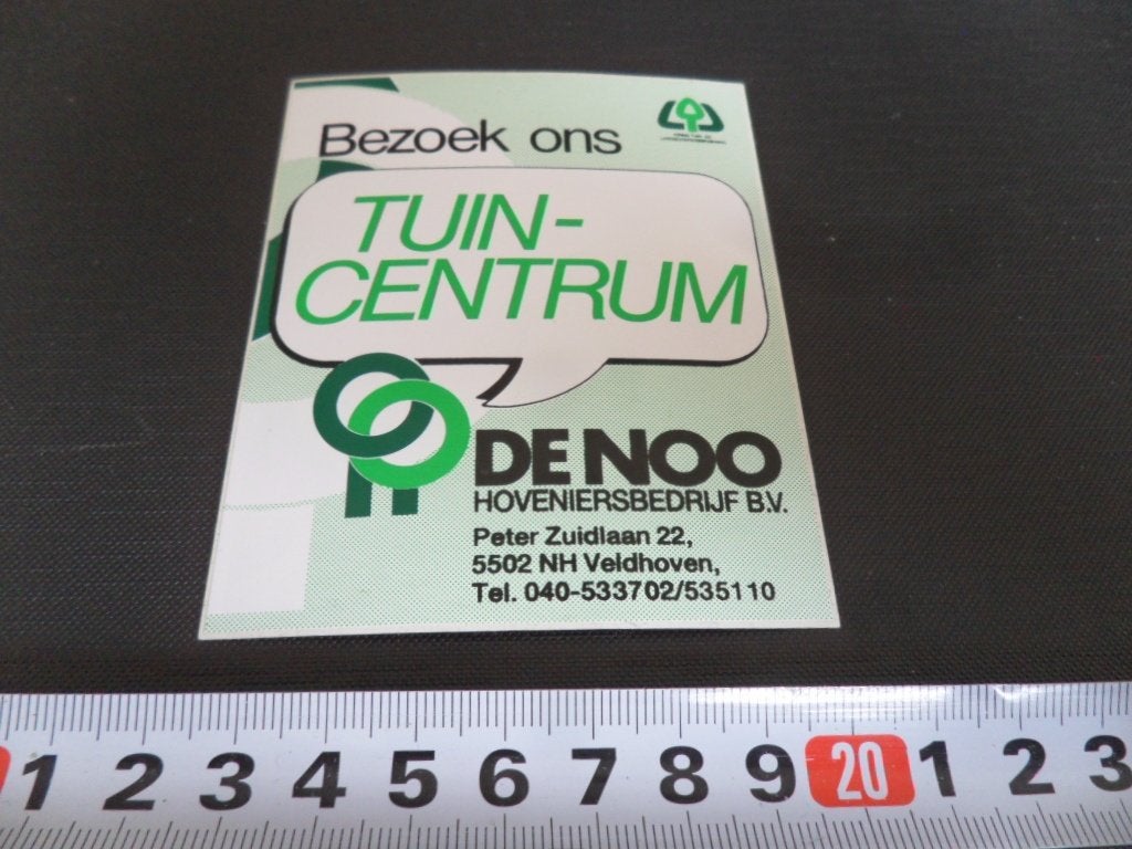 sticker veldhoven tuincentrum DE NOO hoveniersbedrijf *, Ophalen, Zo goed als nieuw