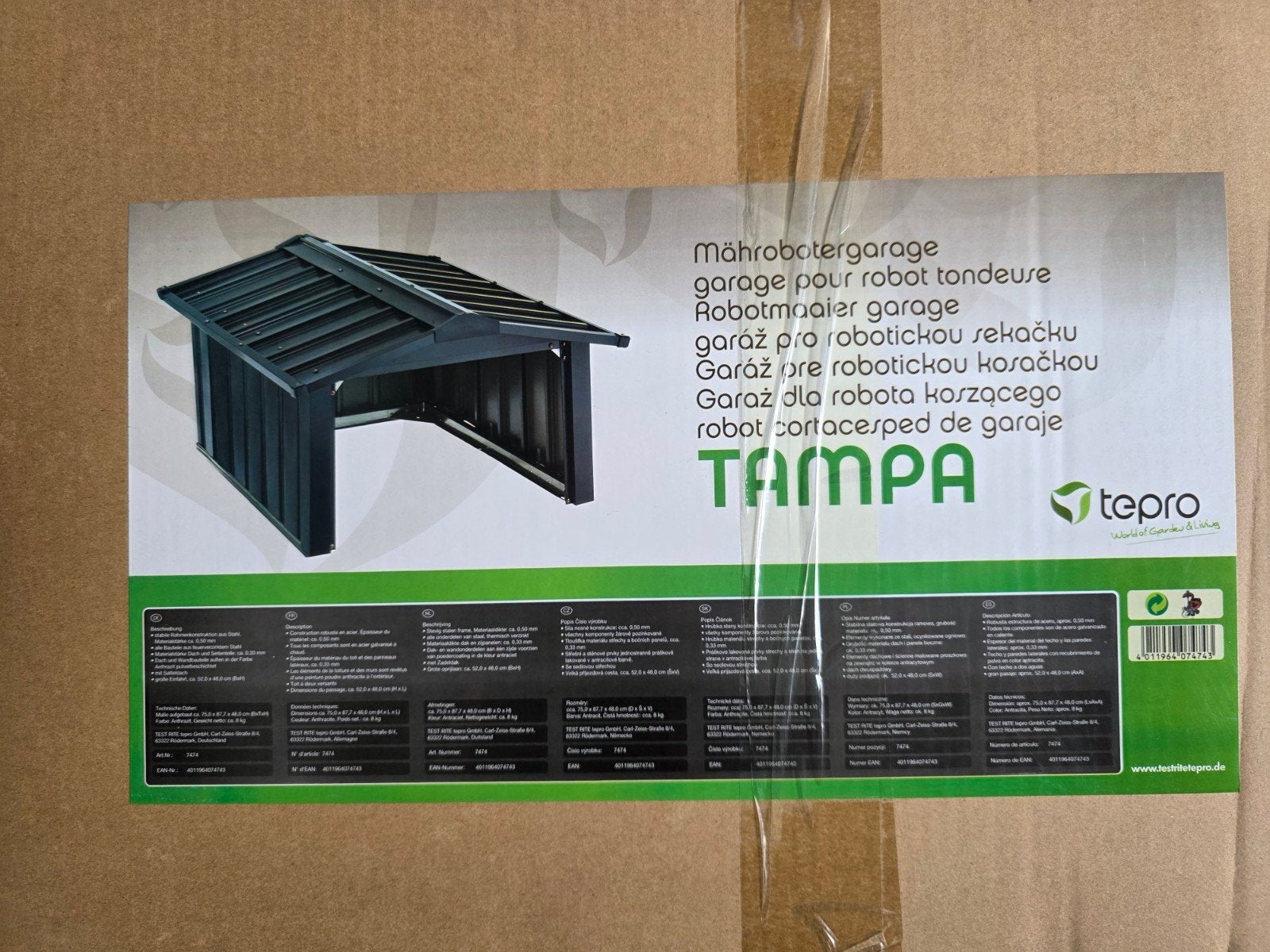 Tepro Robotmaaiergarage Tampa Antraciet Nieuw in doos., Ophalen of Verzenden
