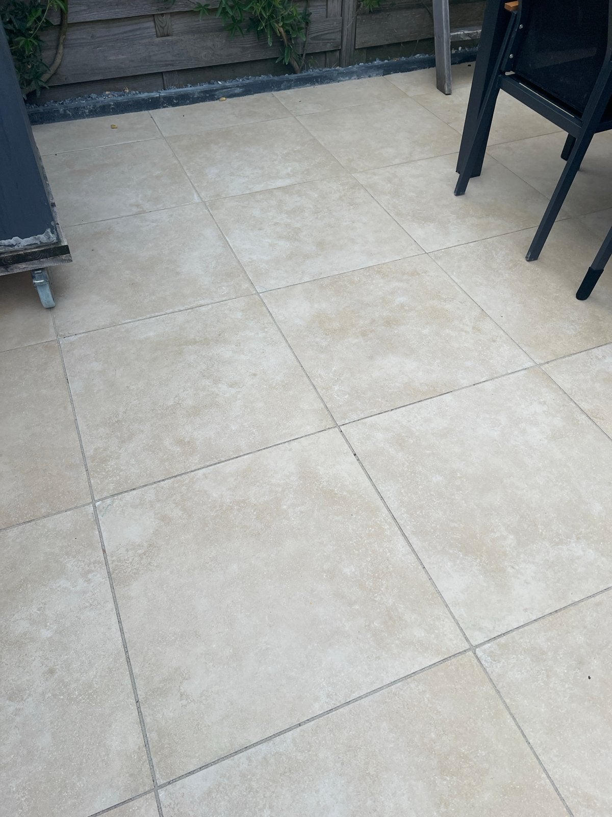 Crèmekleurige  keramische terrastegels, 60x60 cm, ca. 5 m², Doe-het-zelf en Verbouw, Tegels, Ophalen, 60 cm of meer, Gebruikt