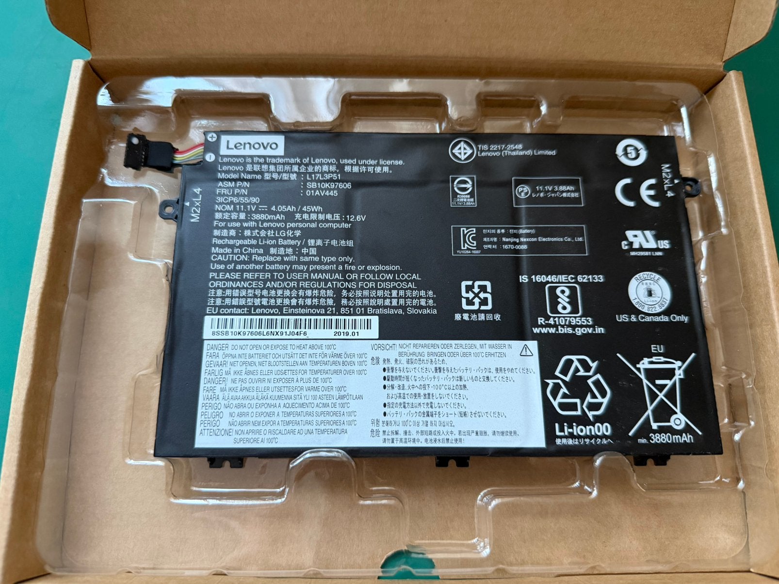 Lenovo laptop accu - L17L3P51 - 61%, Computers en Software, Gebruikt, Ophalen of Verzenden, Nvt, Nvt