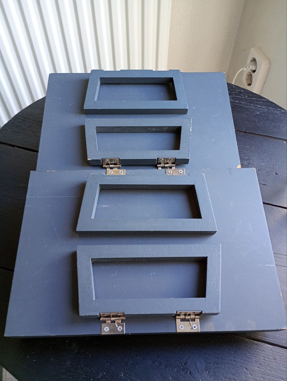 Klemtafel voor bankleuning - Set van 2, Ophalen of Verzenden, Gebruikt, Grijs, Hout