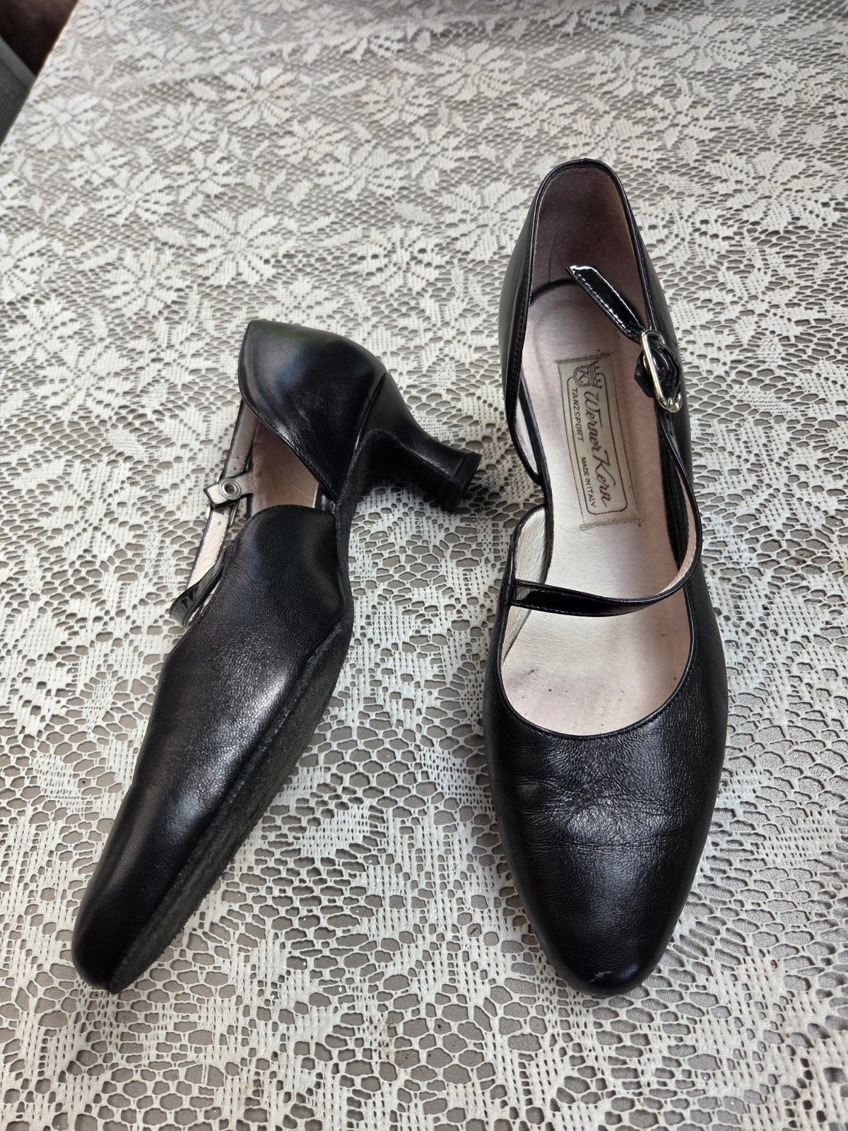 Leren dansschoenen maat 37,5 ( 4  1/2), Zwart, Dansschoenen, Ophalen of Verzenden, Gedragen