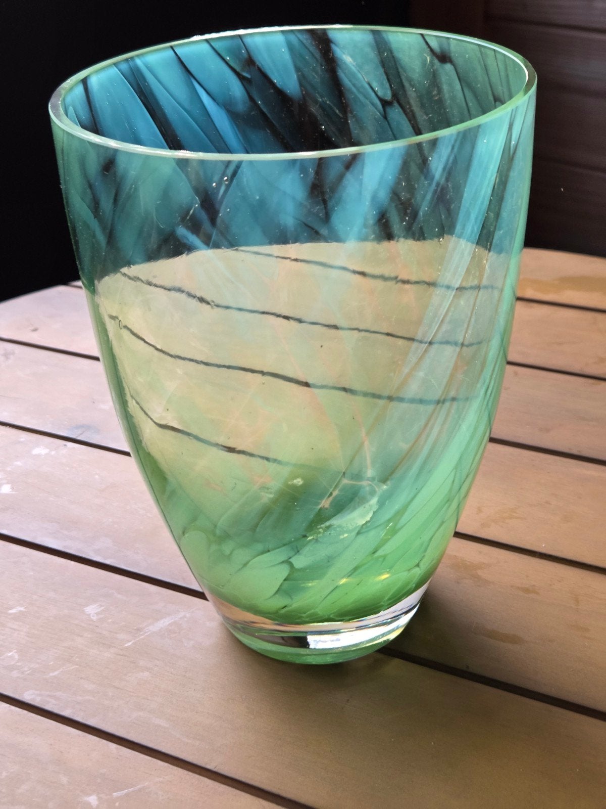 Kosta Boda Contrast Vaas (Anna Ehrner) – Groen/Blauw (20 cm), Ophalen of Verzenden