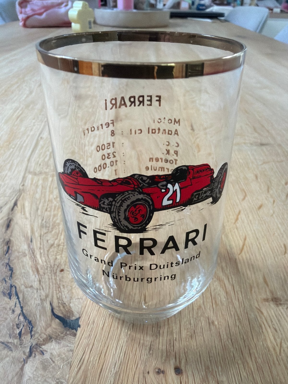 Vintage Ferrari Grand Prix Duitsland Nürburgring Glas, Antiek en Kunst, Antiek | Glas en Kristal, Ophalen of Verzenden