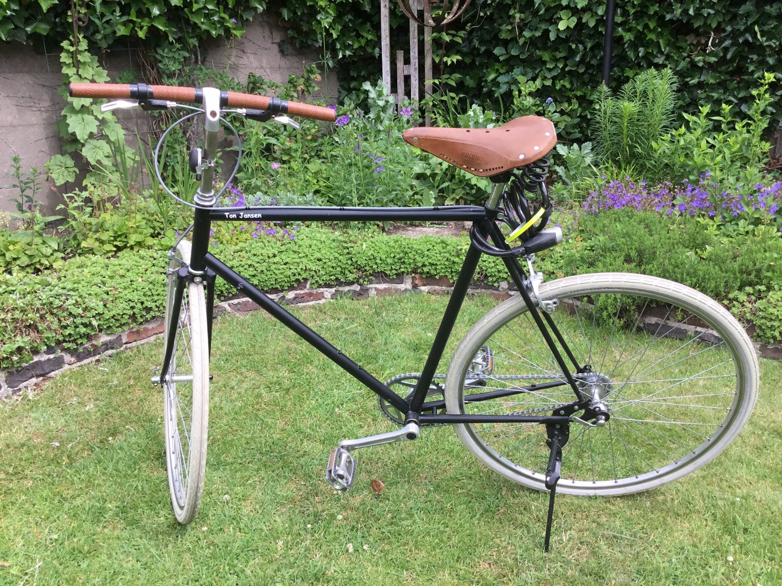 Stijlvolle zwarte single- speed stadsfiets 61cm framehoogte, Gebruikt, Velgrem, Versnellingen, 61 tot 65 cm