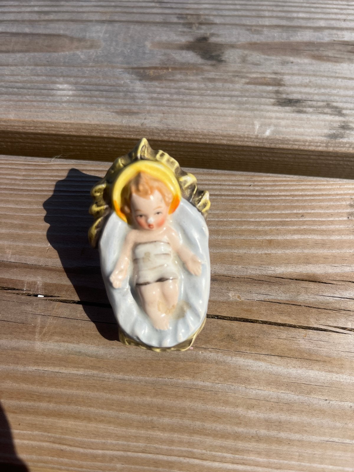 Vintage Kerststal Beeldje Baby Jezus in Kribbe Porselein, Ophalen