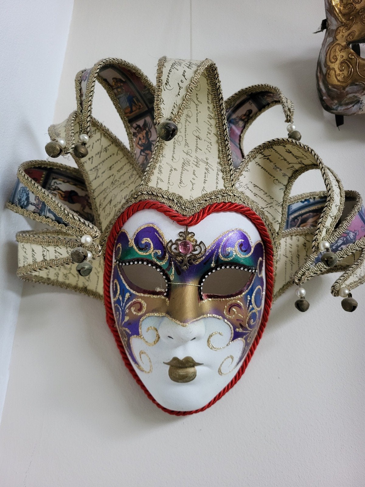 Venetiaans Masker - Decoratief Kunstwerk, Gebruikt, Overige thema's, Meerkleurig, Ophalen of Verzenden