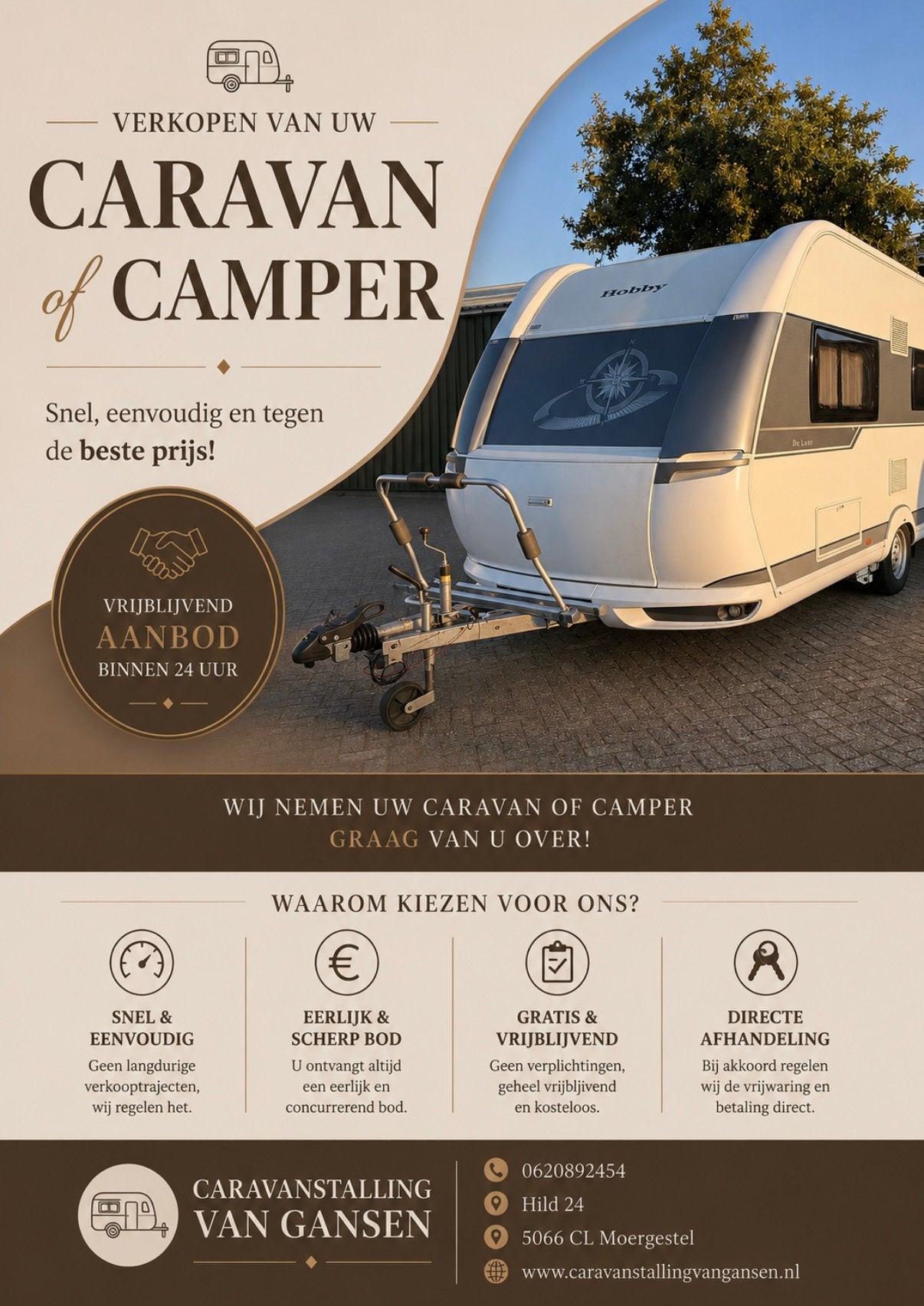 In- en verkoop caravans en campers, Rondzit, Hobby, Frans bed, Particulier