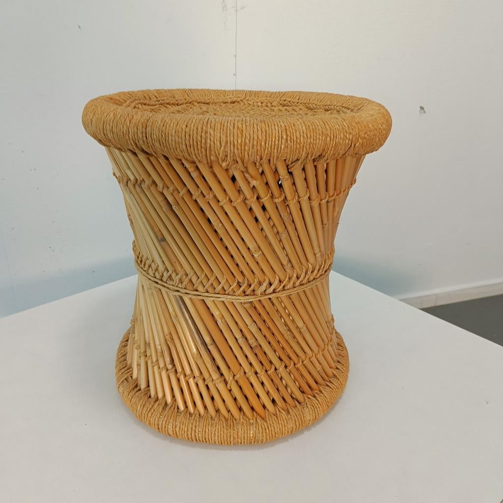 Rotan krukje / bijzettafel - Vintage bamboe, Huis en Inrichting, Krukjes, Ophalen, Hout