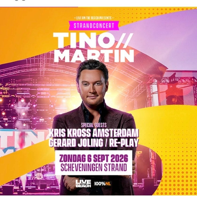 Live on the beach 6 september Tino Martin en meer, Eén persoon, September