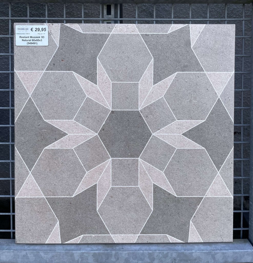 A-keus restpartij Mozaïek tegels 60x60x3 cm 3D Natural, Niet ingevuld, Niet ingevuld, Nieuw, Ophalen of Verzenden