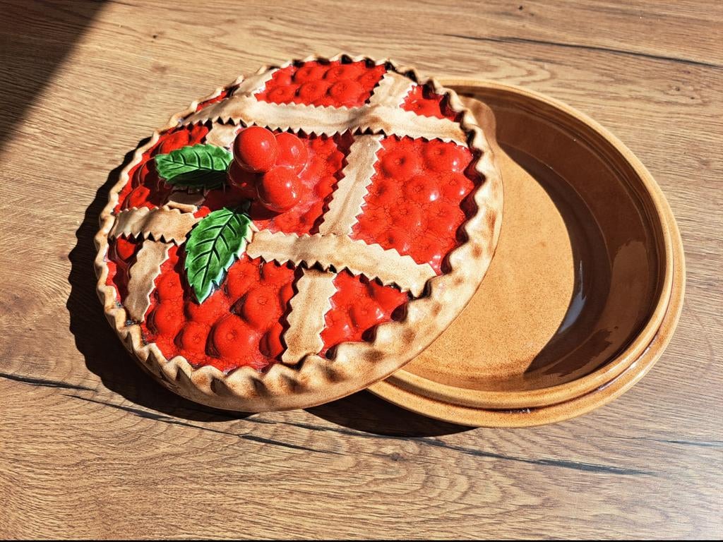 Vintage Keramische Taartschotel met Kersenmotief, Antiek en Kunst, Ophalen