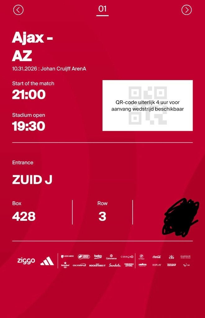 AJAX - AZ 31okt26, Losse kaart, Eén persoon, Oktober