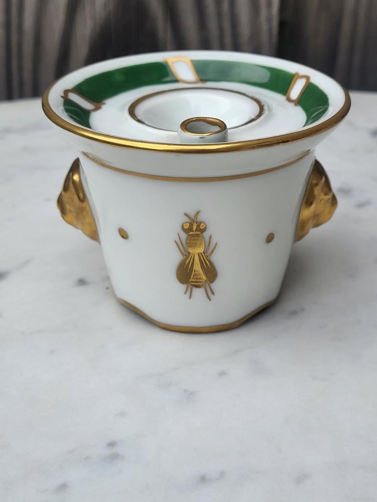 Prachtig Empire porseleinen inktpotje met gouden bijtjes, Ophalen of Verzenden