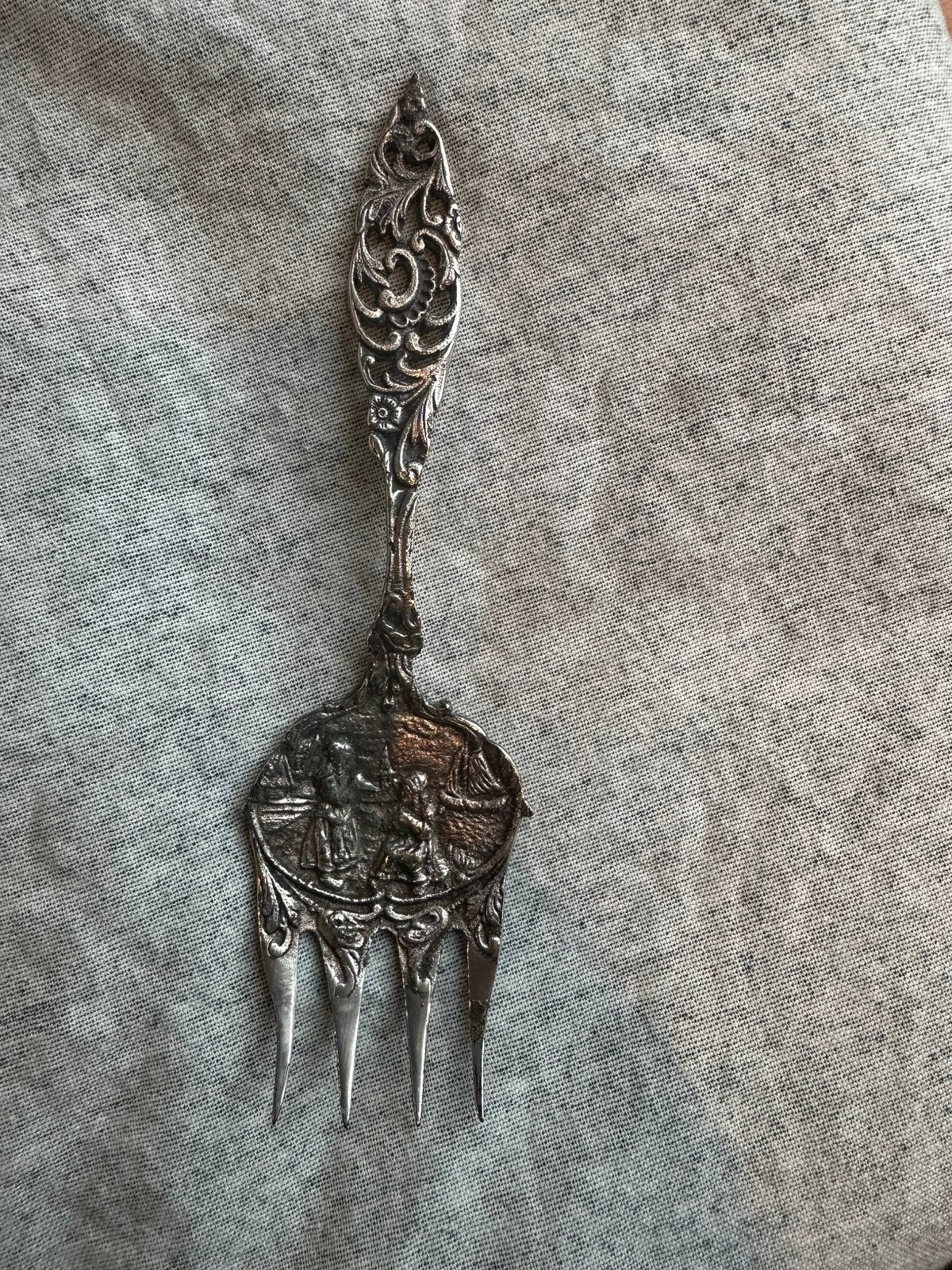 Verzilverde antieke Broodvork, Antiek en Kunst, Ophalen of Verzenden, Zilver