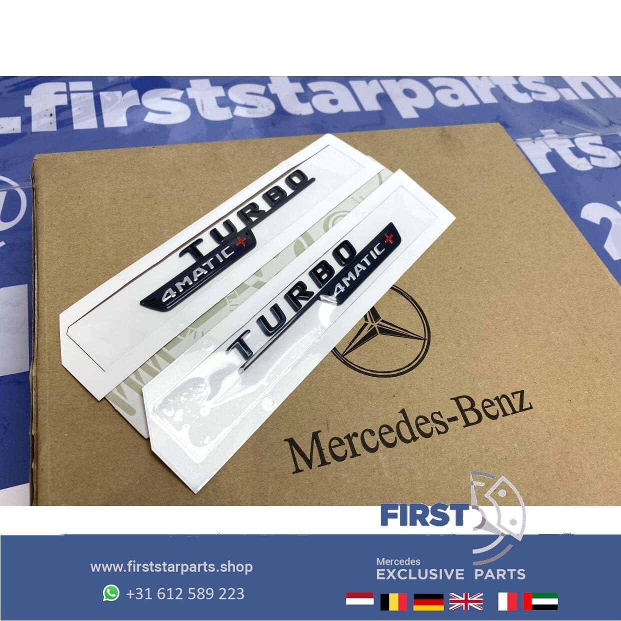 AMG TURBO 4MATIC+ LOGO SET W177 W118 W156 45 EMBLEMEN ZWART, Auto-onderdelen, Gebruikt, -, Voor, Ophalen of Verzenden
