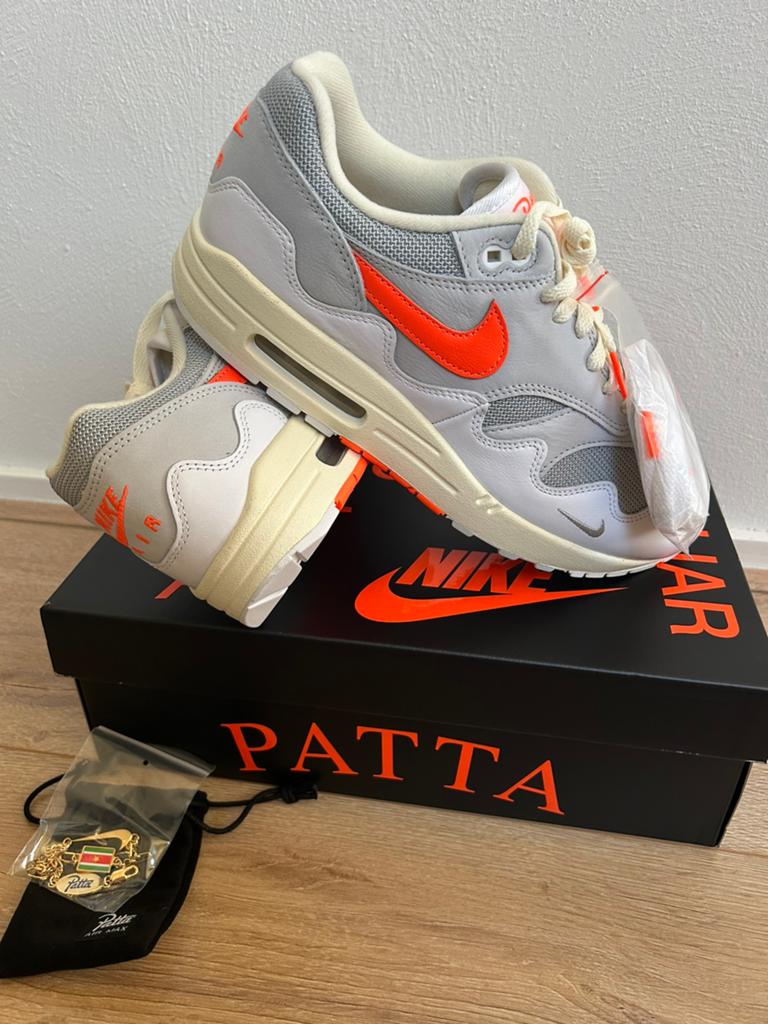 Nike Air max 1 X Patta Waves White Hyper Crimson maat 44, Kleding | Heren, Schoenen, -, Wit, -, Nieuw