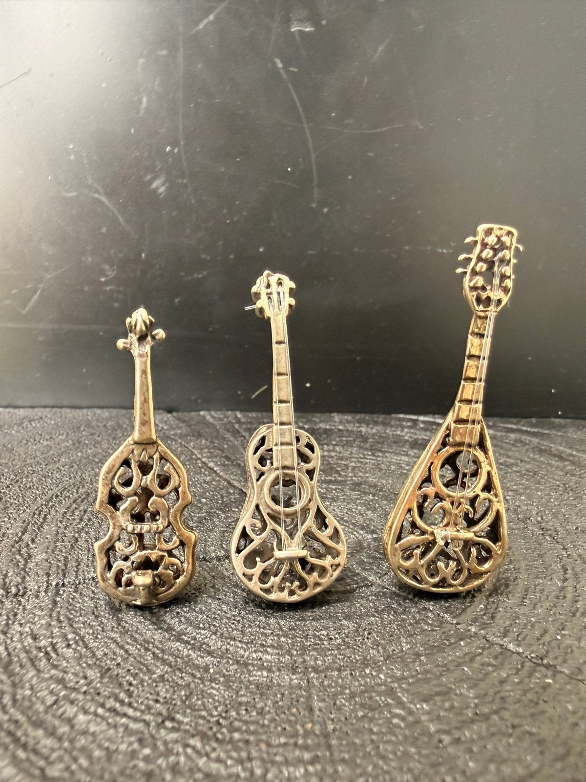 Set van 3 Zilveren Miniatuur Snaarinstrumenten - 800 Zilver, Verzenden
