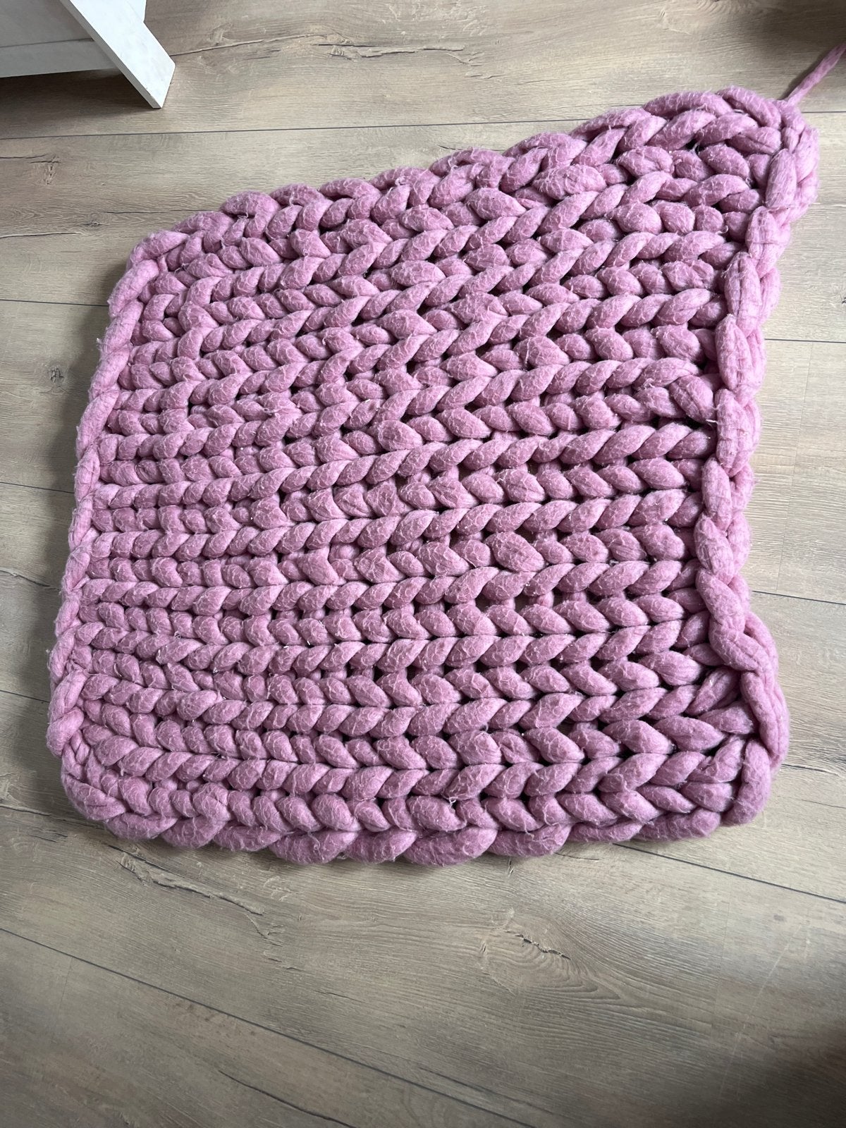 Groot gebreid kleed - Roze - 100x100 cm, Ophalen, Gebruikt, 100 tot 150 cm, Vierkant