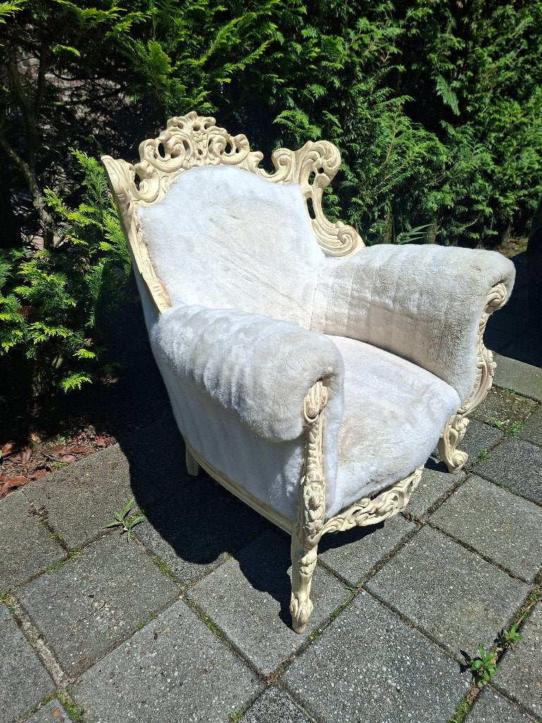 barokstoel, Huis en Inrichting, Stoelen, Ophalen, Gebruikt, Wit, Stof
