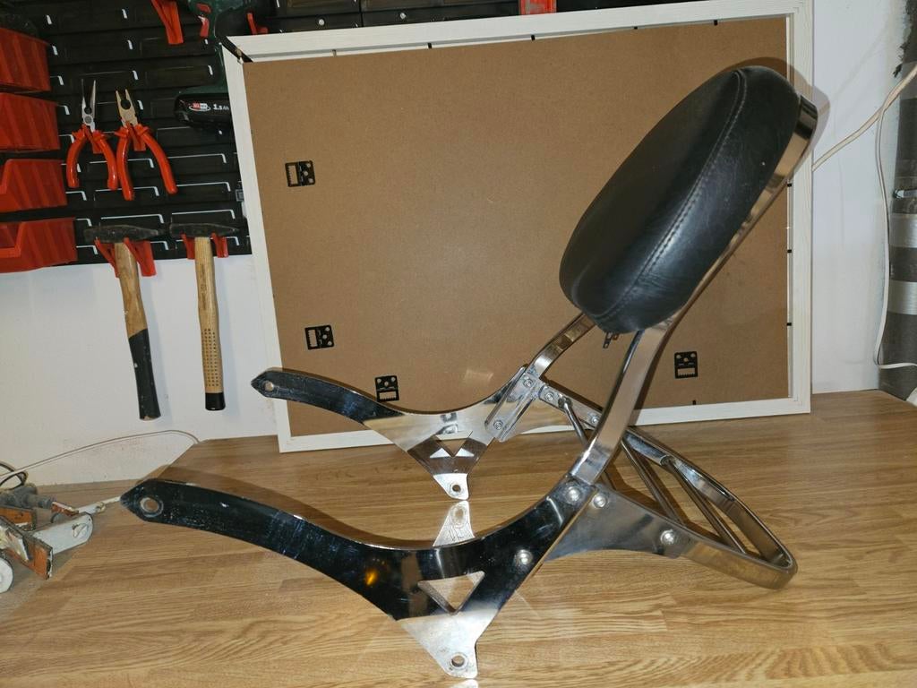 Sissybar motorfiets met rugleuning - Chroom & Zwart, Ophalen of Verzenden, Gebruikt