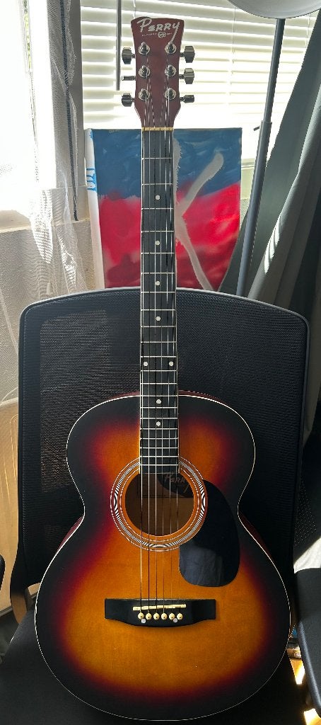 sunburst steelstring gitaar van Perry Chordbuddy, Muziek en Instrumenten, Ophalen, Gebruikt, Semi-solid body, Overige merken
