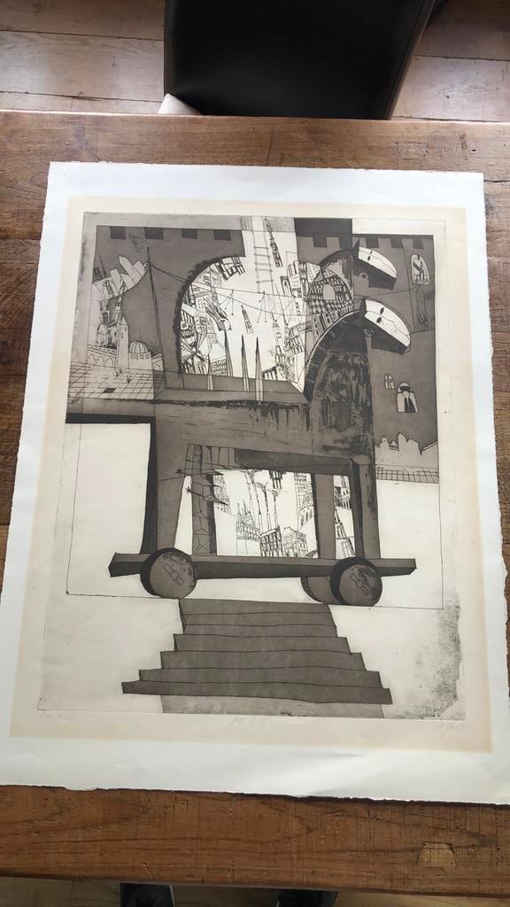 Oude zeefdruk, Antiek en Kunst, Ophalen of Verzenden