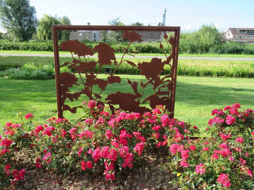cortenstalen tuinscherm met rozen, Ophalen, Nieuw