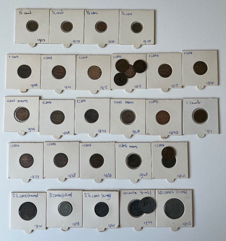 Verzameling oude Nederlandse munten, Postzegels en Munten, Munten | Nederland, Setje, Zilver, Koningin Wilhelmina, Overige waardes